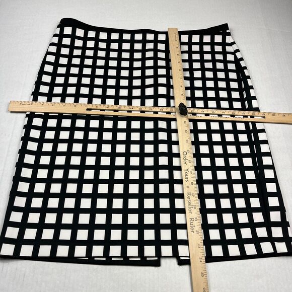 Calvin Klein XL Black White Checkered Pencil Skirt Work Office Zip Knee Length - Picture 4 of 11